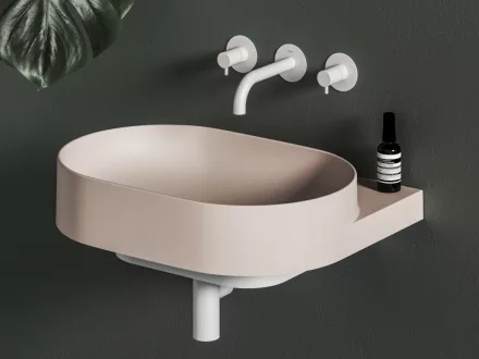 Ravak Yard 600 kerámia mosdó, túlfolyó és csapfurat nélkül, alabaster pink XJX0G060000