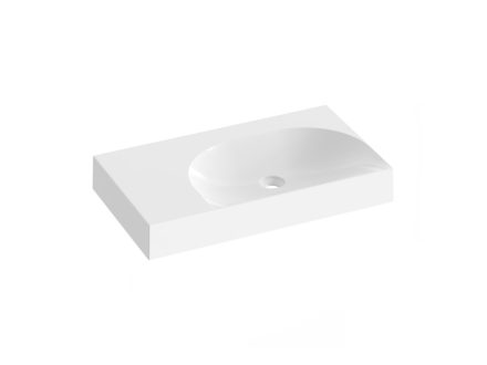 Ravak Lite öntött márvány mosdó 80x45 cm csapfurat és túlfolyó nélkül, balos/fehérXJXL1380001