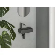   Ravak Veda Wall fali kerámia kézmosó 41x22 cm csaplyukkal, balos/antracit XJXL3240000