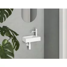   Ravak Veda Wall fali kerámia kézmosó 41x22 cm csaplyukkal, jobbos/matt fehér XJXPE240000