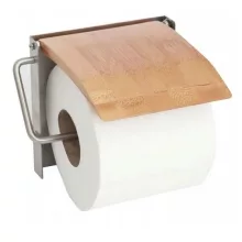   Tutumi falra szerelhető bambusz WC papír tartó, barna/króm HOM-07501