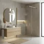 Rea Flexi Walkin zuhanyfal 130x195 cm átlátszó üveggel, szálcsiszolt arany profilszín