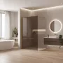 Rea Flexi Walkin zuhanyfal 140x195 cm füstös barna árnyalatú üveggel, fényes arany profilszín