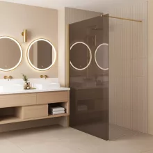 Rea Flexi Walkin zuhanyfal 120x195 cm füstös barna árnyalatú üveggel, fényes arany profilszín