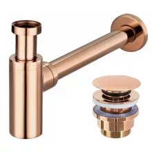   Rea Univerzális mosdószifon click-clack leeresztő szeleppel, rose gold REA-A8541