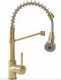 Rea Spring álló konyhai csaptelep kihúzható zuhanyfejjel, szálcsiszolt arany REA-B4805