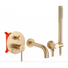   Rea Lungo falsík alatti kádcsaptelep belső egységgel és zuhanyszettel, csiszolt arany REA-B7503