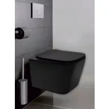   Rea Raul perem nélküli fali WC csésze 34,5x51 cm mélyöblítéssel, matt fekete REA-C1100