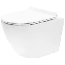   Rea Carter Rimless fali WC csésze 37x49 cm mélyöblítéssel, Duroplast ülőkével, fényes fehér REA-C1400