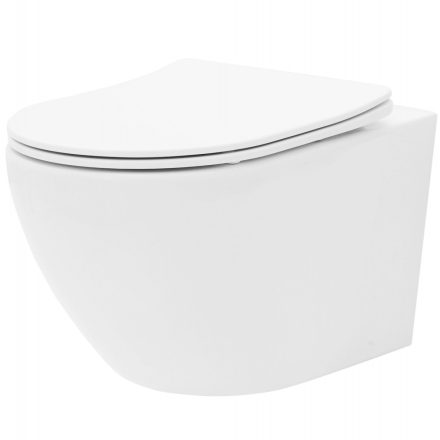 Rea Carlo perem nélküli fali WC csésze 37x49,5 cm mélyöblítéssel, fehér REA-C2760