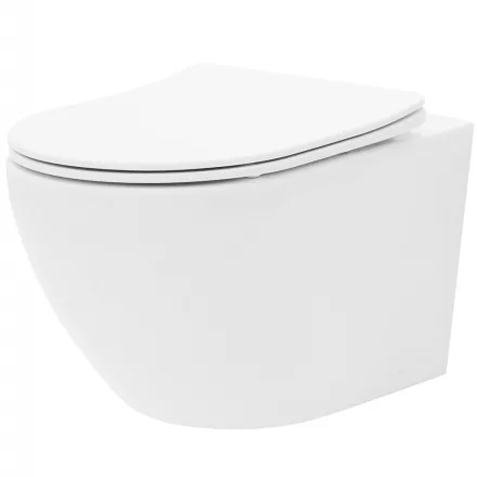 Rea Carlo perem nélküli fali WC csésze 37x49,5 cm mélyöblítéssel, fehér REA-C2760