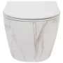 Rea Carlos Rimless fali WC csésze mélyöblítéssel 37x49,5 cm ülőkével, fehér kőminta REA-C6385