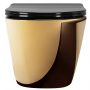 Rea Carlo Rimless fali WC csésze mélyöblítéssel 49,5x37 cm ülőkével, arany/fekete REA-C8990