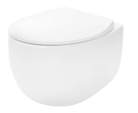 Rea Lars falra szerelhető perem nélküli WC csésze, Soft Close ülőke, fényes fehér REA-C9500