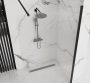 Rea Aero Intimo univerzális Walk-in zuhanyfal 100x200 cm hullámos üveg, matt fekete profil REA-K4121