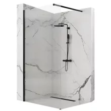   Rea Aero Intimo univerzális Walk-in zuhanyfal 120x200 cm hullámos üveg, matt fekete profil REA-K4122