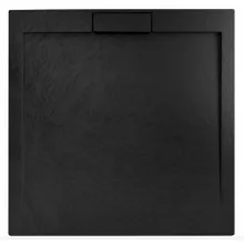   Rea Grand ásványi akril zuhanytálca 90x90 cm szifonnal, fekete REA-K4595