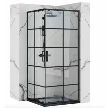   Rea Concept tolóajtós zuhanykabin 80x190 cm, átlátszó keretes üveggel, fekete profil REA-K5479