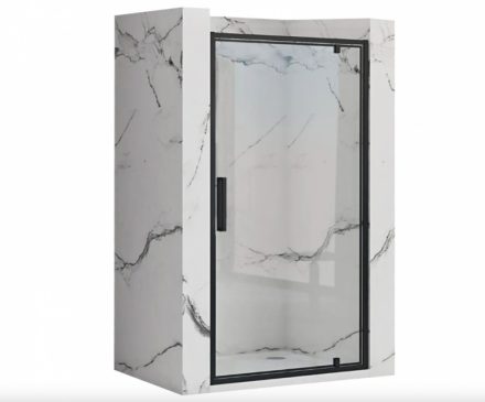 Rea Rapid Swing kifelé nyíló zuhanyajtó 80x195 cm, átlátszó üveggel, fekete profil REA-K6408