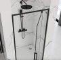 Rea Rapid Swing kifelé nyíló zuhanyajtó 90x195 cm, átlátszó üveggel, fekete profil REA-K6409