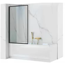   Rea Lagos forgatható kádparaván 80x140 cm, átlátszó üveggel és fekete kerettel REA-K7633