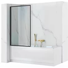   Rea Lagos fix kádparaván 70x140 cm, átlátszó üveggel és fekete kerettel REA-K7689