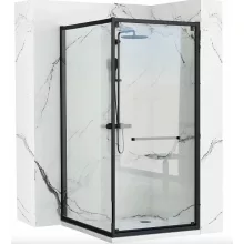   Rea Space In sarok zuhanykabin 80x100x195 cm átlátszó üveggel, fekete profil REA-K8882