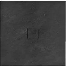   Rea Rock négyzet alakú ásványi akril zuhanytálca szifonnal 90x90 cm, fekete REA-K9601
