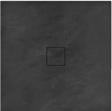 Rea Rock négyzet alakú ásványi akril zuhanytálca szifonnal 90x90 cm, fekete REA-K9601