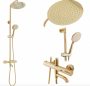 Rea Lungo falon kívüli zuhanyrendszer termosztátos csapteleppel és kádkifolyóval, arany REA-P4114