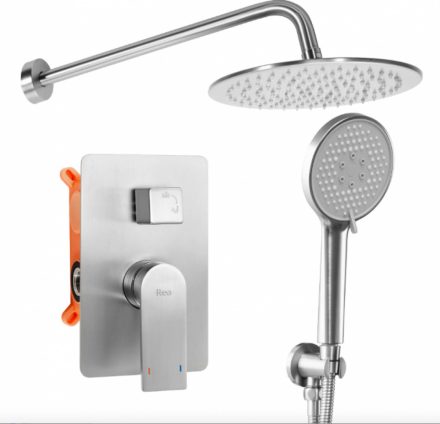 Rea Verso rejtett zuhanyrendszer belső egységgel és zuhanyszettel, csiszolt nikkel REA-P4800