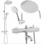 Rea Lungo zuhanyrendszer kádkifolyóval és termosztátos csapteleppel, fényes króm REA-P6607