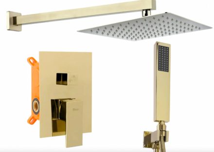 Rea Fenix rejtett zuhanyrendszer boxal és zuhanyszettel, minőségi bevonattal, arany REA-P8401