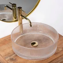   Rea Ingrid pultra tehető üveg mosdótál 40 cm, átlátszó REA-U0278