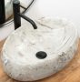 Rea Linda pultra ültethető kerámia mosdótál 48,5x34 cm, szürke kőminta REA-U1020