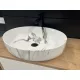 Rea Queen Carrara pultra tehető kerámia mosdótál 55x41,5 cm, fehér kőminta REA-U1232