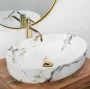 Rea Queen Carrara pultra tehető kerámia mosdótál 55x41,5 cm, fehér kőminta REA-U1232