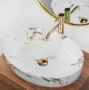 Rea Queen Carrara pultra tehető kerámia mosdótál 55x41,5 cm, fehér kőminta REA-U1232
