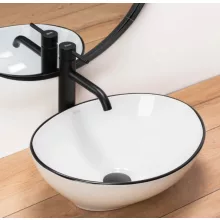   Rea Sofia pultra tehető kerámia mosdótál 41x34,5 cm, fehér / fekete EA-U3217