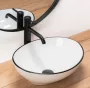 Rea Sofia pultra tehető kerámia mosdótál 41x34,5 cm, fehér / fekete EA-U3217