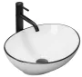 Rea Sofia pultra tehető kerámia mosdótál 41x34,5 cm, fehér / fekete EA-U3217