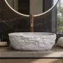 Rea Evora pultra helyezhető kompozitkő mosdótál 38x26 cm, bézs matt kőhatás