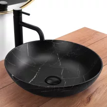   Rea Fibo pultra ültethető kerámia mosdótál 40,5x40,5 cm, matt fekete REA-U3301