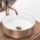 Rea Sami pultra tehető kerámia mosdó 36 cm,  fényes fehér/ szálcsiszolt rose gold REA-U3303