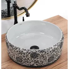   Rea Florisa kerámia mosdótál 40 cm, fehér / mintás REA-U3308
