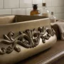 Rea Castel pultra ültethető kerámia mosdótá 54x38 cm csaplyukkal, matt antik bronz REA-U3508