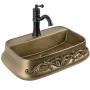 Rea Castel pultra ültethető kerámia mosdótá 54x38 cm csaplyukkal, matt antik bronz REA-U3508