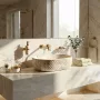 Rea Oktawia Kallisto pultra ültethető kerámia mosdótál 50x35,5 cm, matt kőhatás dekoratív felülettel.