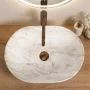 Rea Oktawia Kallisto pultra ültethető kerámia mosdótál 50x35,5 cm, matt kőhatás dekoratív felülettel.