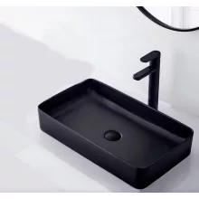   Rea Denis pultra ültethető kerámia mosdótál 61x35 cm, matt fekete REA-U3690